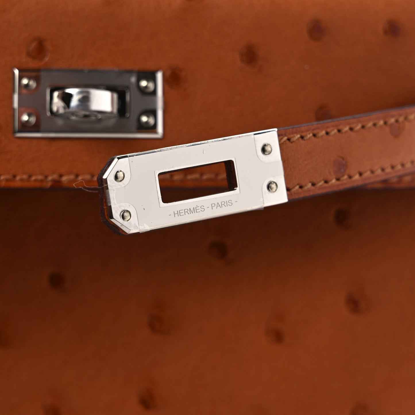 Ostrich Horseshoe Kelly Sellier Mini 20 Cognac Rouge H