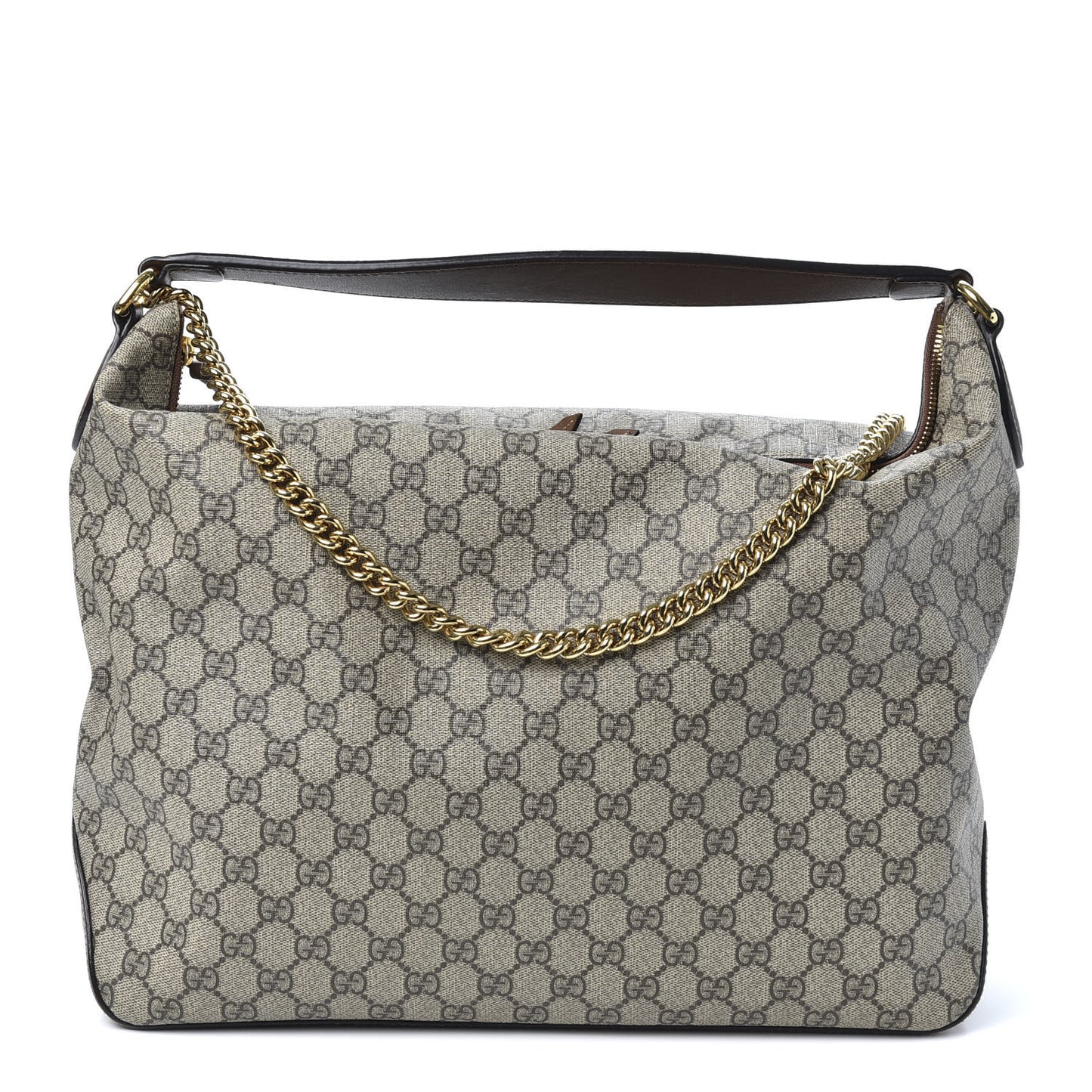 GG Supreme Monogram Large Linea A Hobo Light Brown