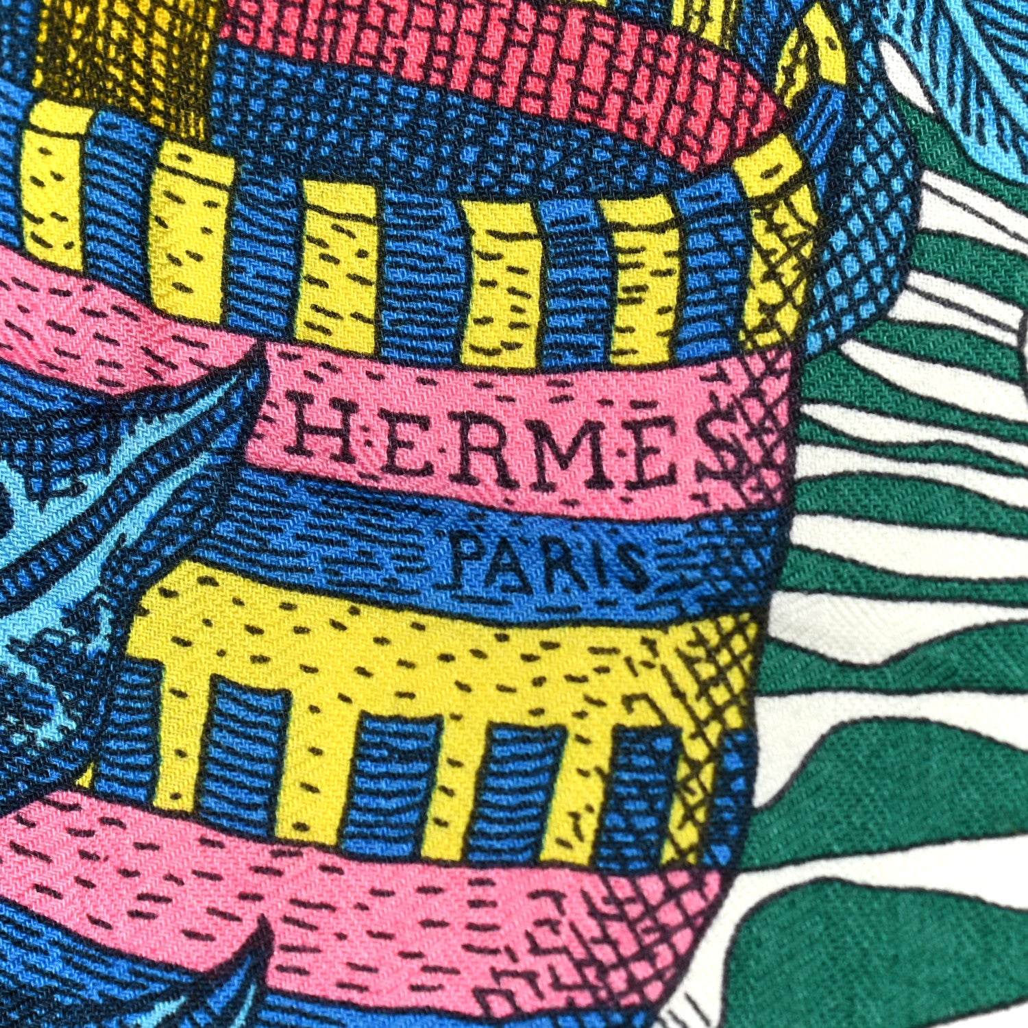 Hermes Cashmere Silk La Danse Des Amazones Shawl 140 Rouge Vert Multicolor 4 of 6