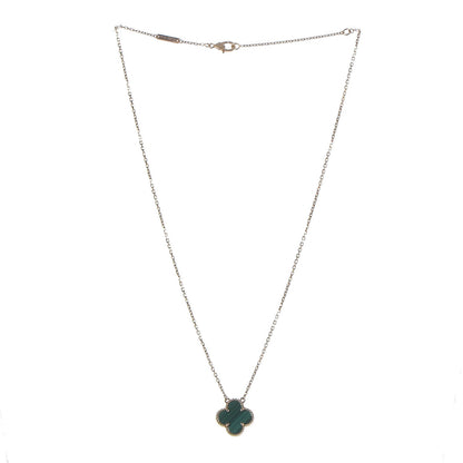 Van Cleef & Arpels 18K Yellow Gold Malachite Vintage Alhambra Pendant Necklace 3 of 7