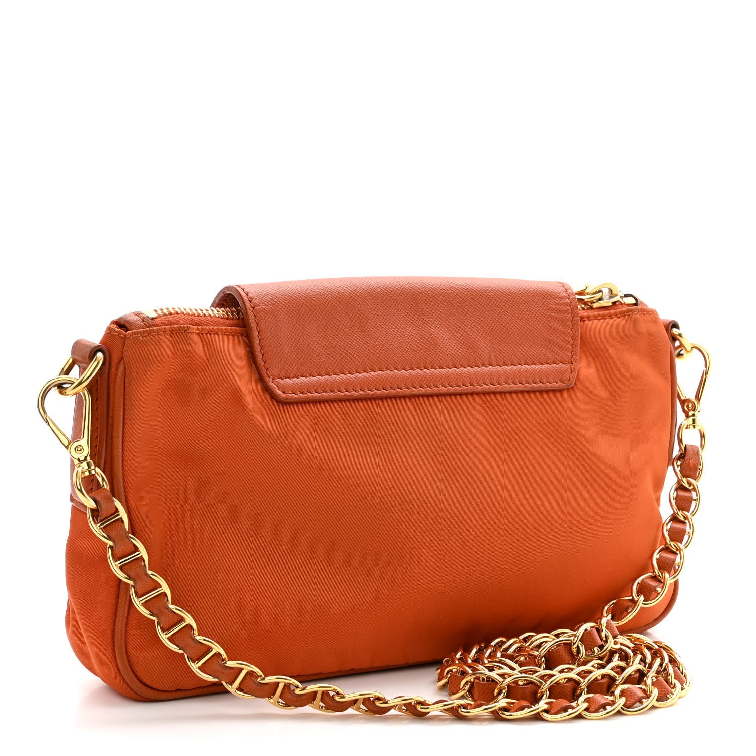 Prada Tessuto Nylon Saffiano Crossbody Bag Papaya 3 of 15