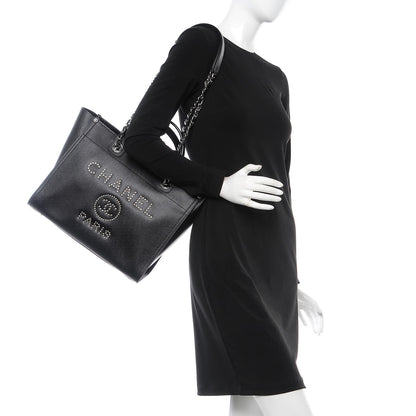 Chanel Caviar Small Studded Deauville Tote Black 3 of 9