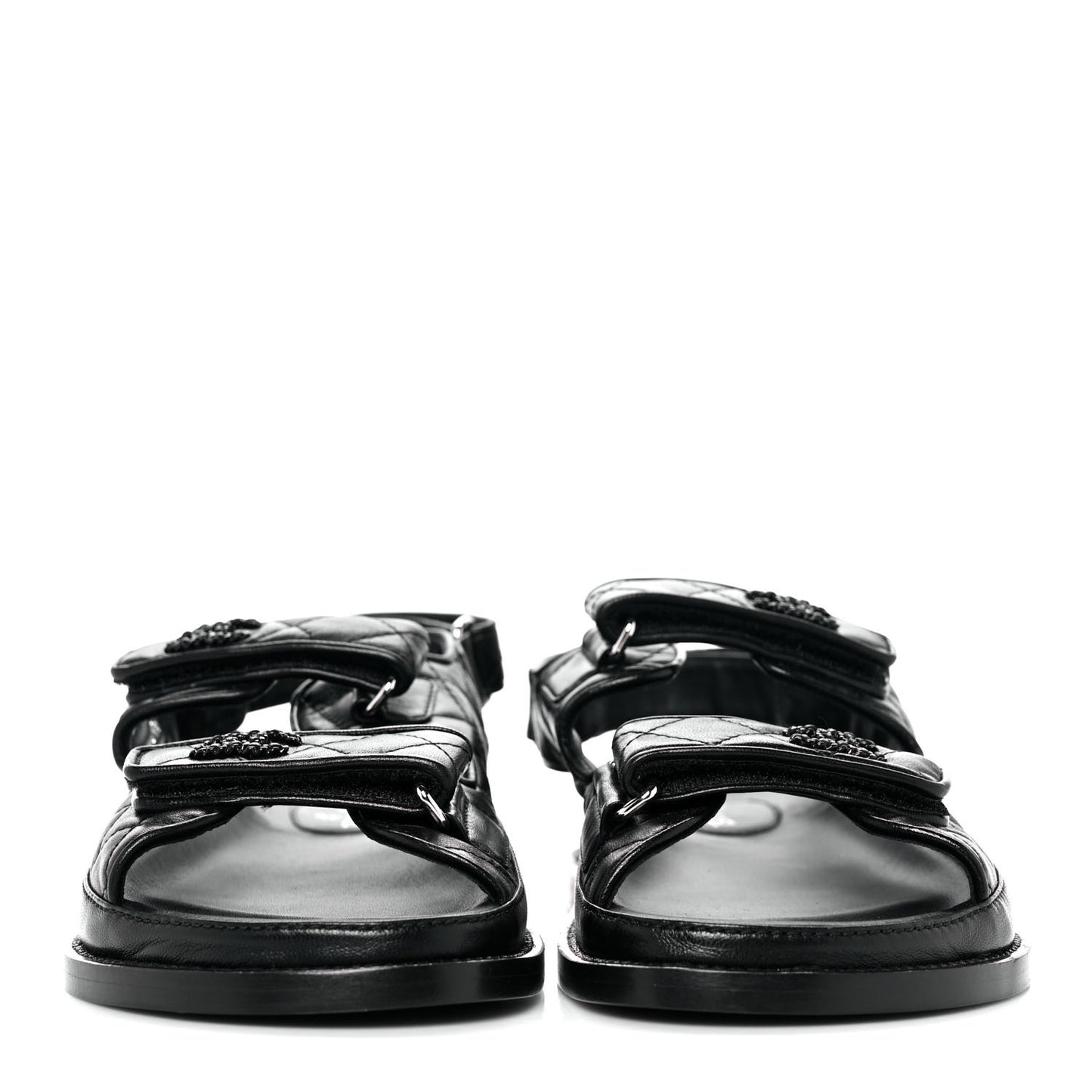 Lambskin Velcro Dad Sandals 37.5 Black