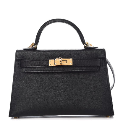 Hermes Chevre Chandra Mini Kelly Sellier 20 Black 1 of 9