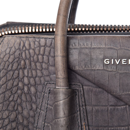 Givenchy Nubuck Crocodile Embossed Medium Antigona Washed Black 24 of 35