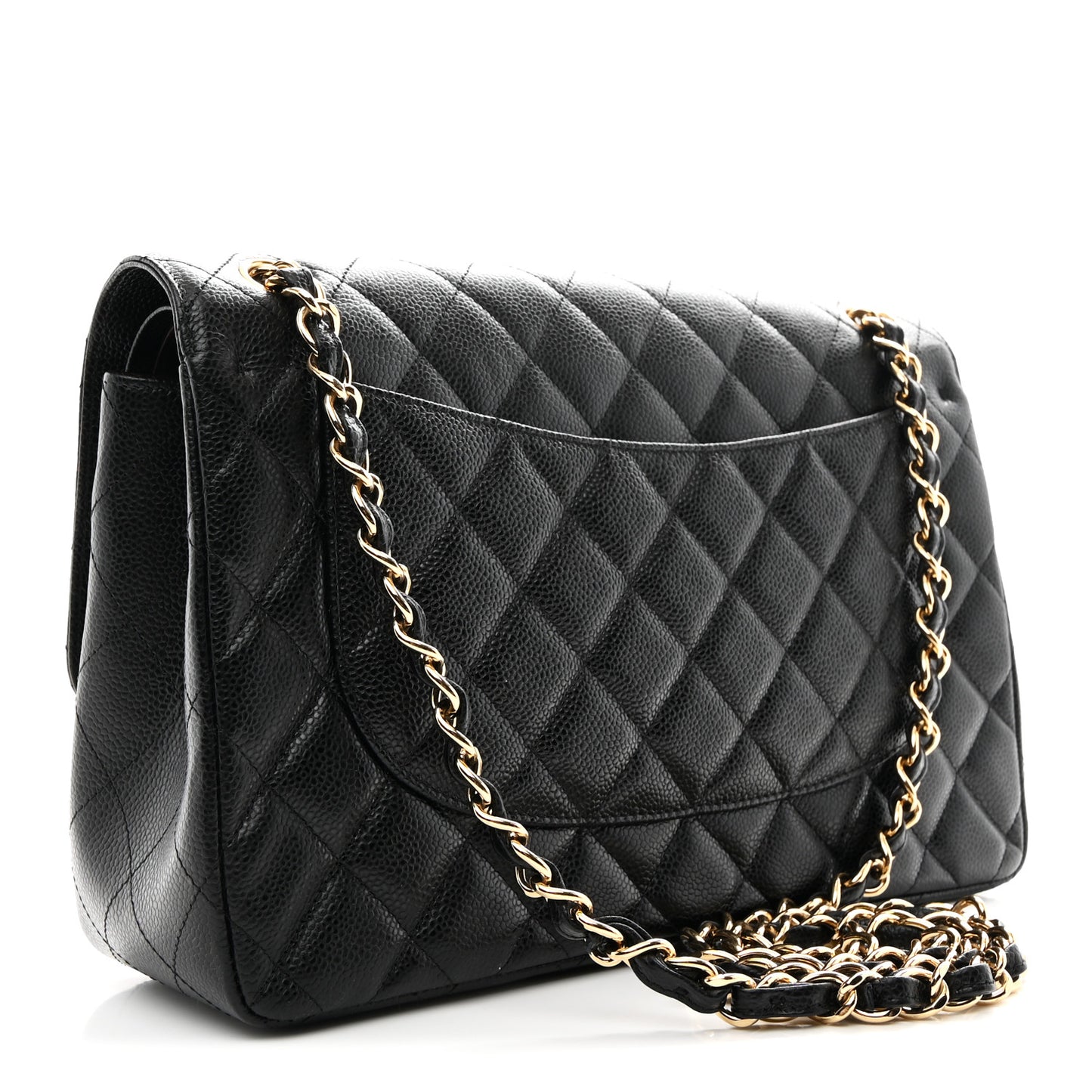 Caviar Quilted Jumbo Double Flap Black
