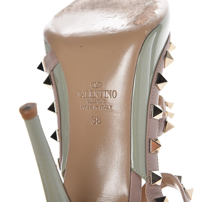 Valentino Garavani Patent Nappa Rockstud Ankle Strap 100mm Pumps 38 Green Tea Sorbet Poudre 8 of 11