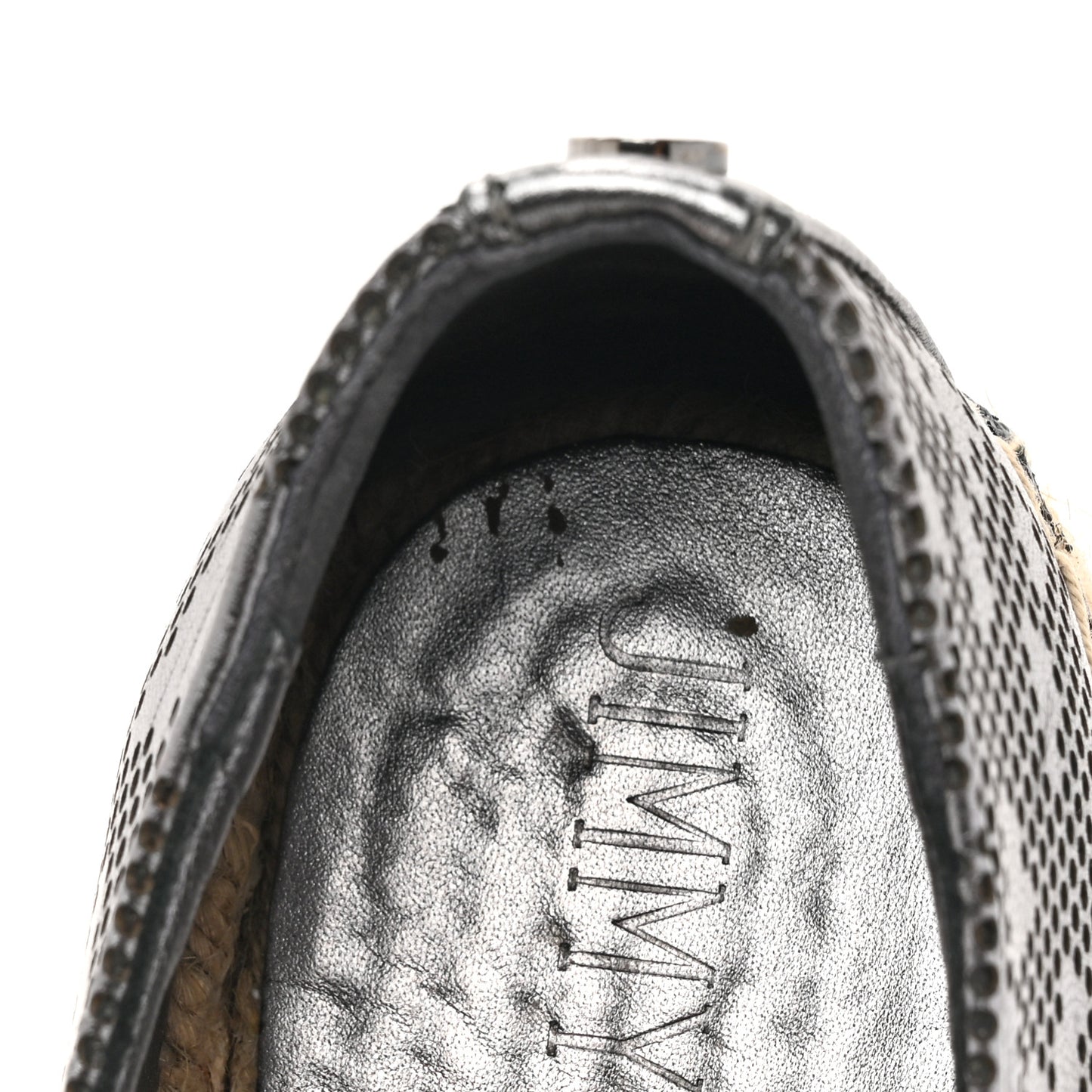 Calfskin Perforated Espadrilles Sneakers 37.5 Silver