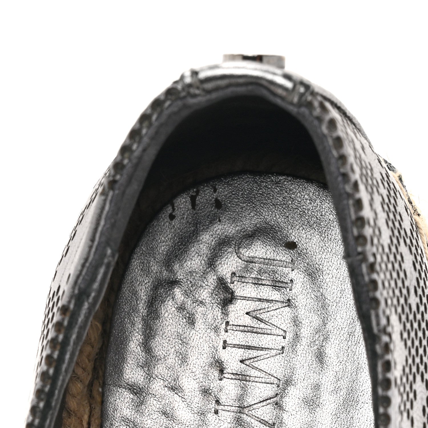 Jimmy Choo Calfskin Perforated Espadrilles Sneakers 37.5 Silver 9 of 10
