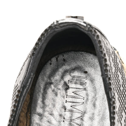 Jimmy Choo Calfskin Perforated Espadrilles Sneakers 37.5 Silver 9 of 10