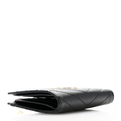 Saint Laurent Grain De Poudre Matelasse Chevron Monogram Zipped Two-Part Wallet Black 4 of 8