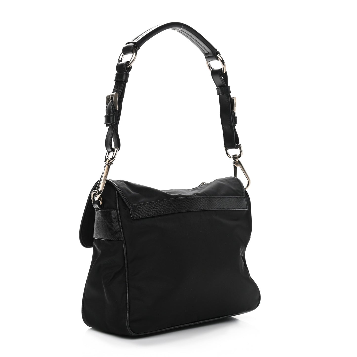 Nylon Vela Saffiano Shoulder Bag Black