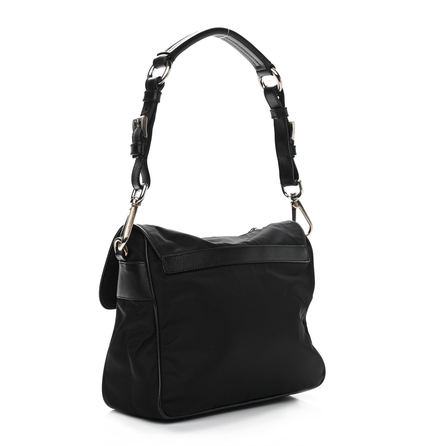 Prada Nylon Vela Saffiano Shoulder Bag Black 3 of 10