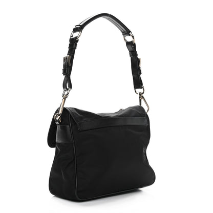 Prada Nylon Vela Saffiano Shoulder Bag Black 3 of 10