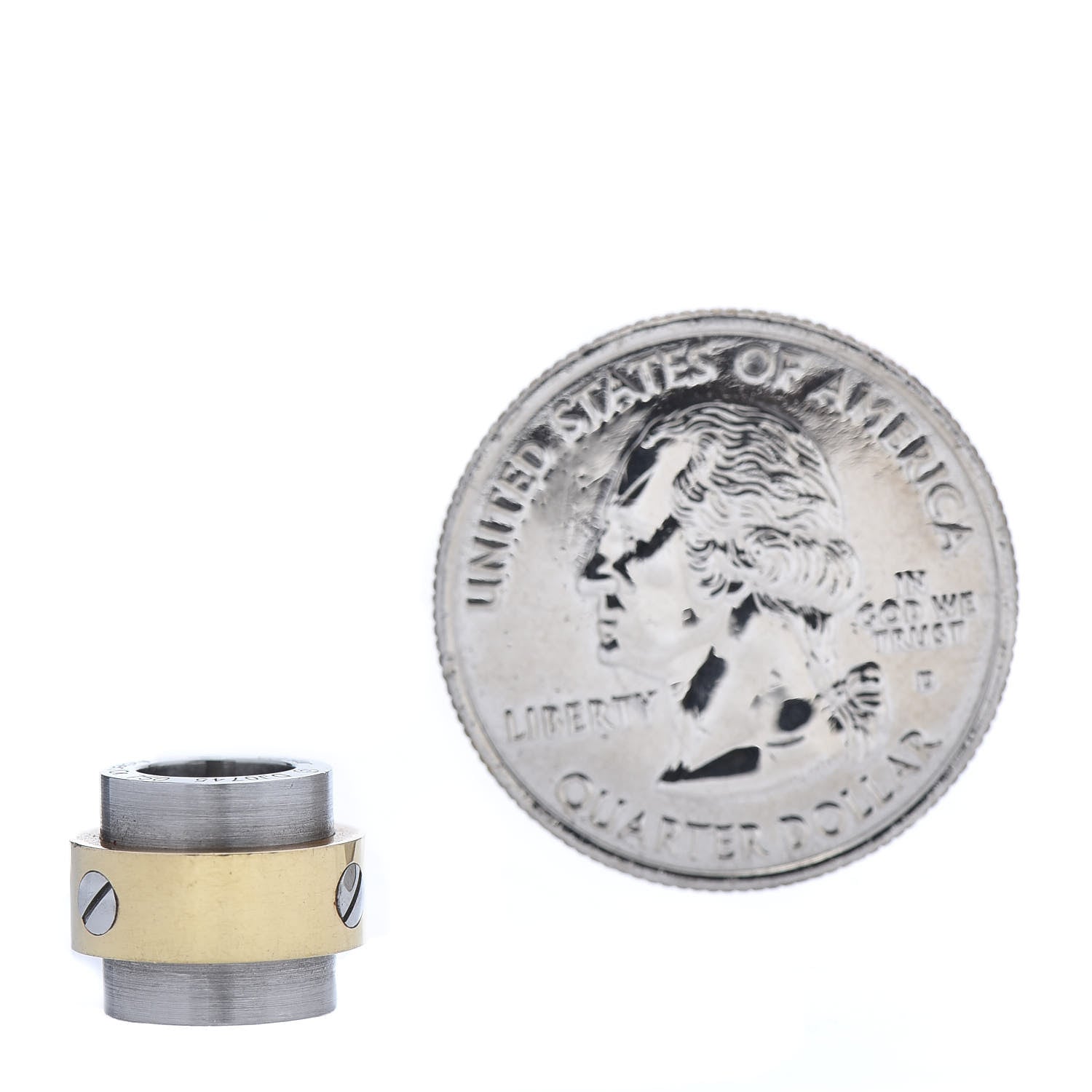 Cartier 18K Yellow Gold Stainless Steel Santos Barrel Pendant 2 of 3
