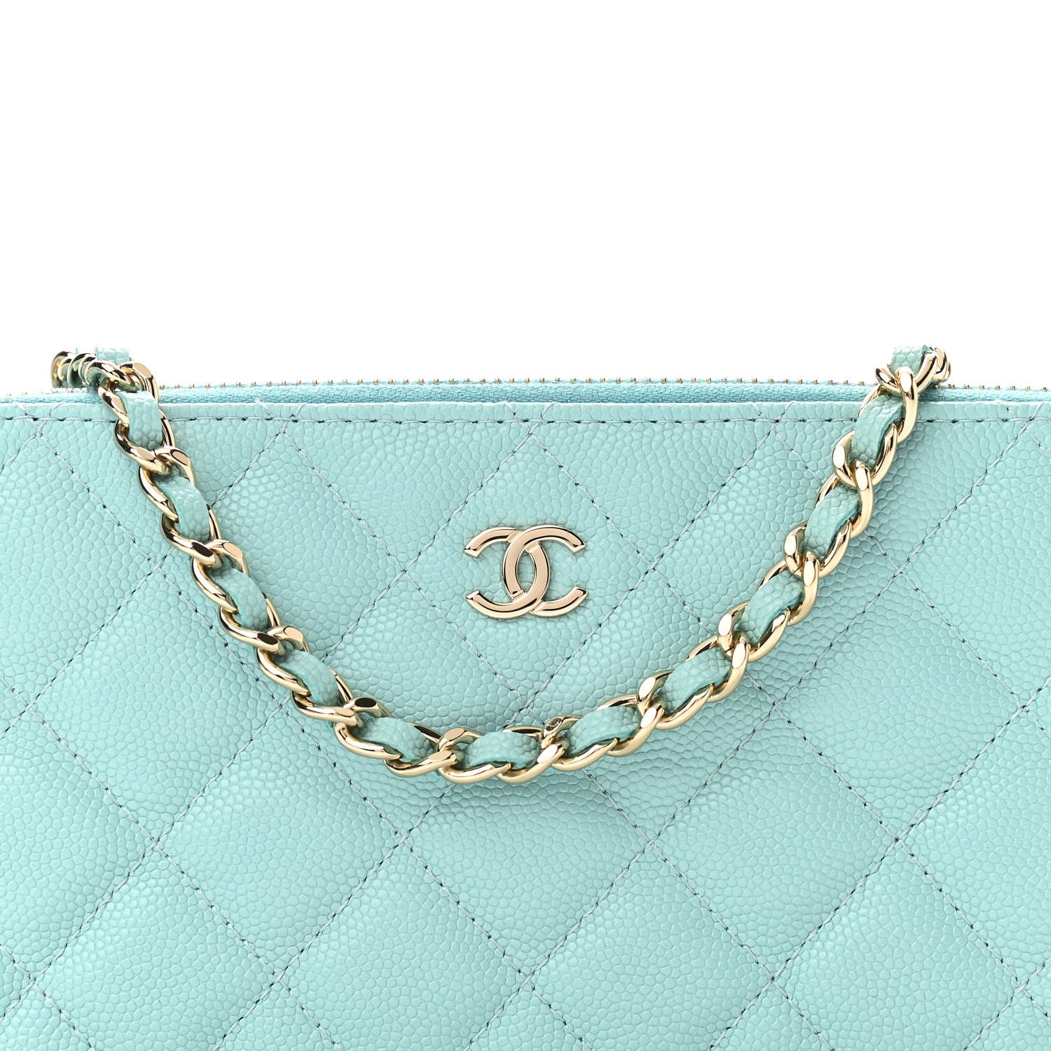 Chanel Caviar Quilted Small Clutch With Chain Light Blue 11 of 13