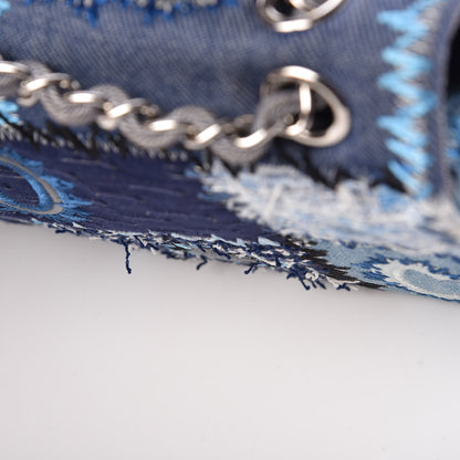 Chanel Denim Tweed Patchwork Medium Single Flap Blue 13 of 14
