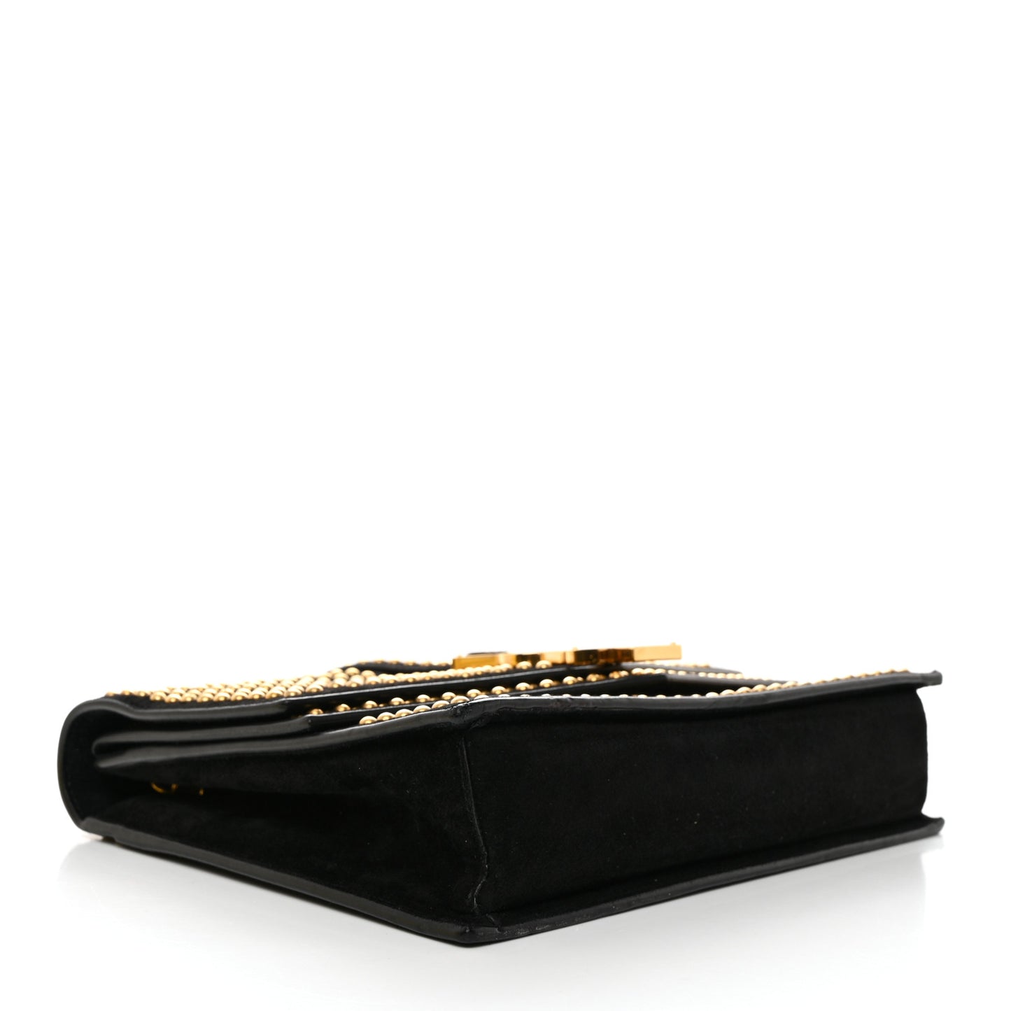 Suede Studded Monogram Medium Sulpice Shoulder Bag Black