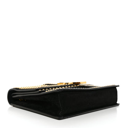 Saint Laurent Suede Studded Monogram Medium Sulpice Shoulder Bag Black 4 of 11