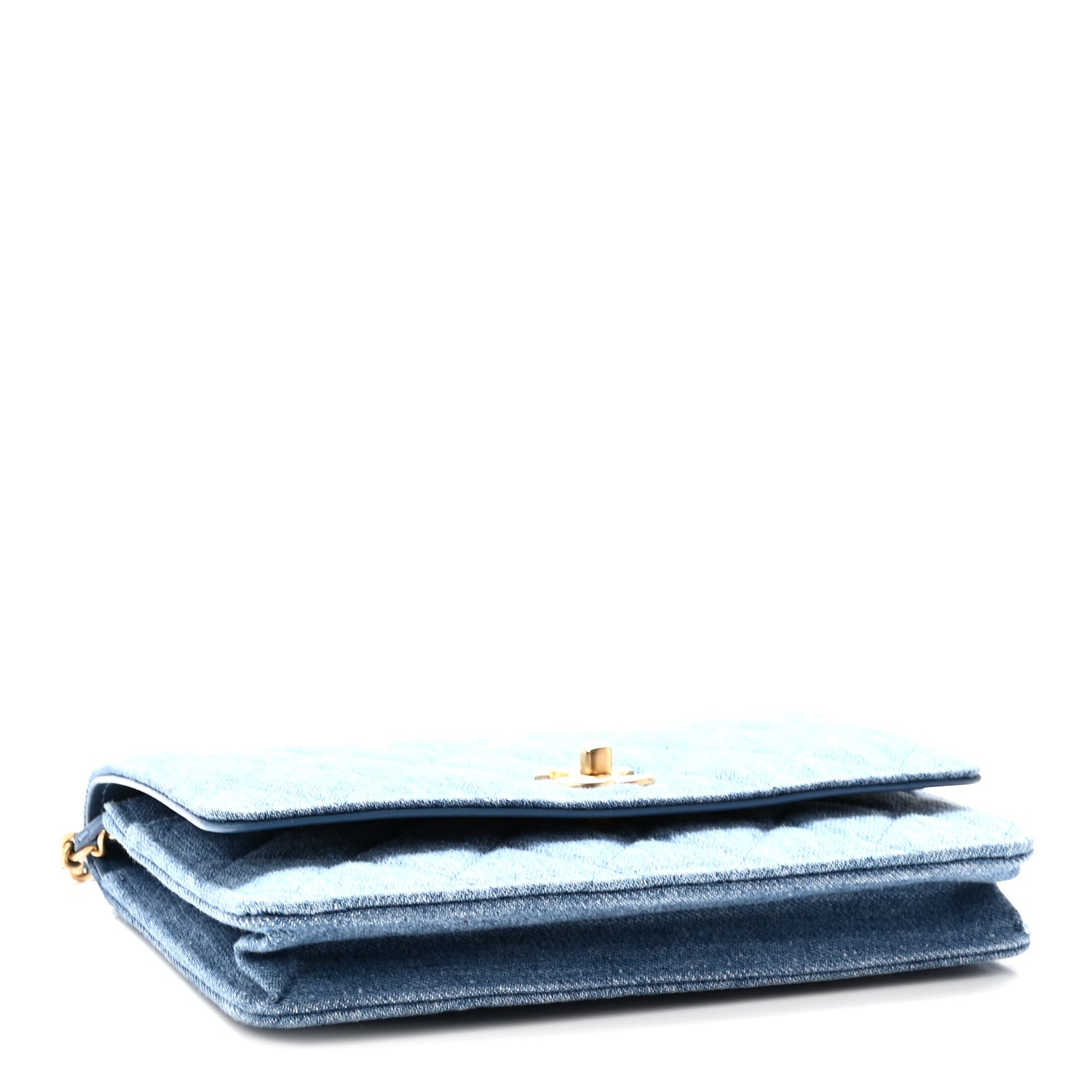 Chanel Denim Quilted CC Pearl Crush Wallet on Chain WOC Blue 4 of 11
