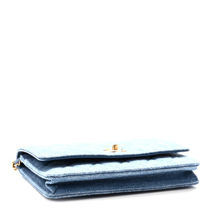 Chanel Denim Quilted CC Pearl Crush Wallet on Chain WOC Blue 4 of 11