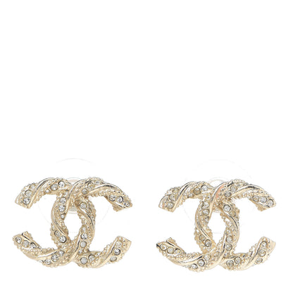 Chanel Crystal Twisted CC Earrings Gold 1 of 3