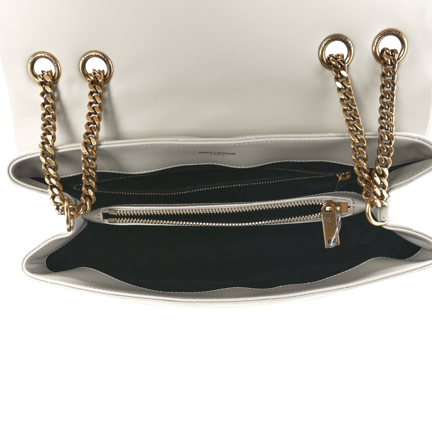 Saint Laurent Calfskin Y Quilted Monogram Medium Loulou Chain Satchel Blanc Vintage 5 of 12