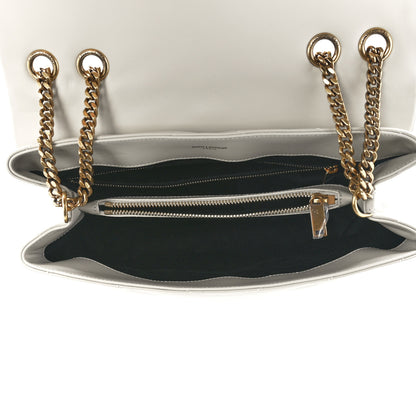 Saint Laurent Calfskin Y Quilted Monogram Medium Loulou Chain Satchel Blanc Vintage 5 of 12