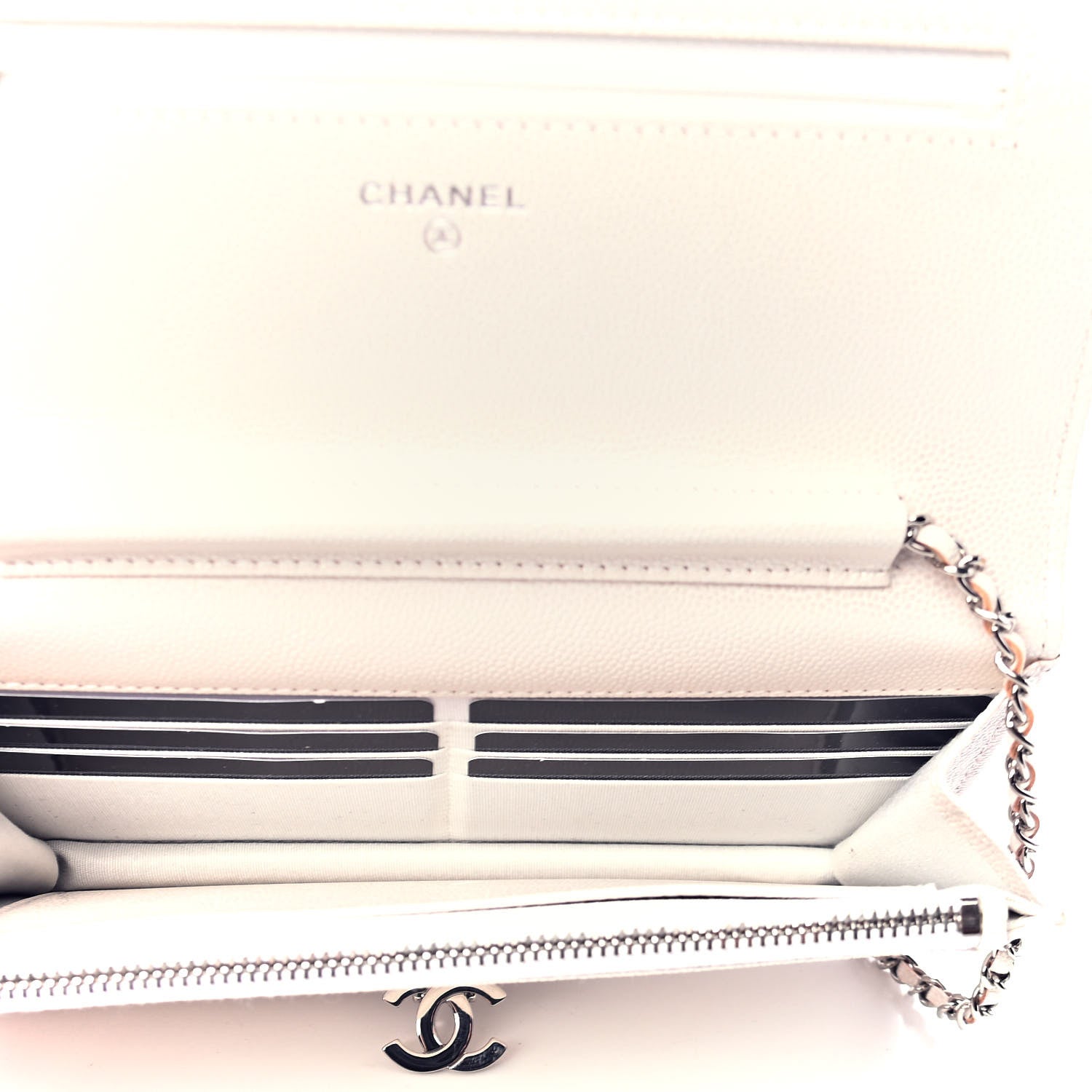 Chanel Iridescent Caviar Quilted Golden Class Wallet On Chain WOC White 4 of 4