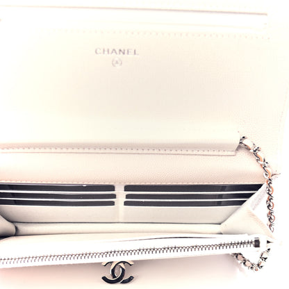Chanel Iridescent Caviar Quilted Golden Class Wallet On Chain WOC White 4 of 4