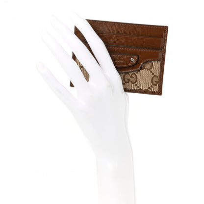 Balenciaga X GUCCI GG Monogram Azalea Calfskin Neo Classic Card Holder Beige Ebony Brown Sugar 2 of 7