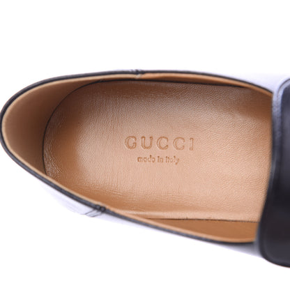 Gucci Goatskin Womens Horsebit Mid-Heel Loafers 37.5 Black 7 of 8