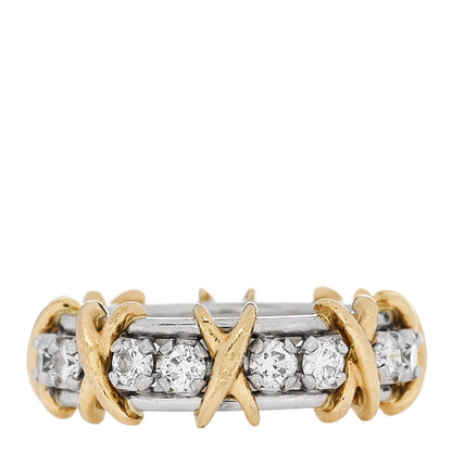 Tiffany Platinum 18K Yellow Gold Diamond Schlumberger Sixteen Stone Ring 53 6.5 3 of 5