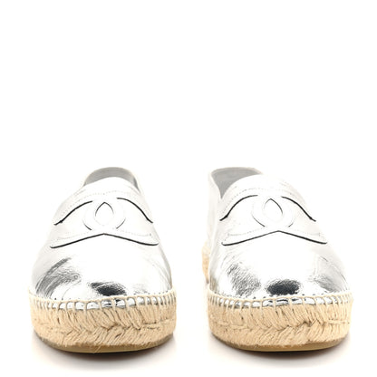 Chanel Laminated Goatskin CC Espadrilles 41 Silver 3 of 10
