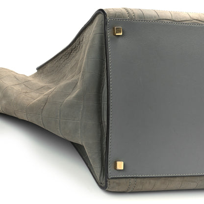 Celine Crocodile Embossed Nubuck Medium Phantom Luggage Grey 8 of 10