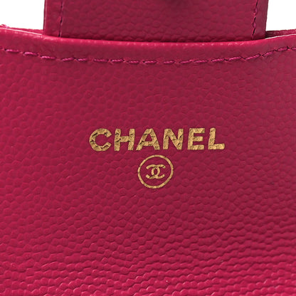 Chanel Caviar Quilted Flap Card Holder Wallet Dark Pink 6 of 9