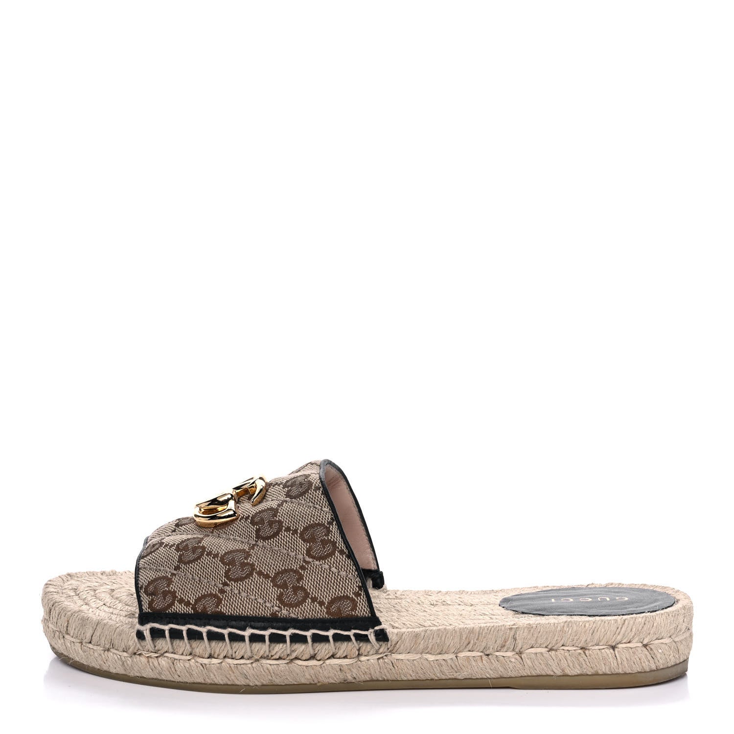 Gucci Monogram Matelasse GG Marmont Espadrille 20mm Slide Sandals 38 Beige Ebony Black 1 of 11