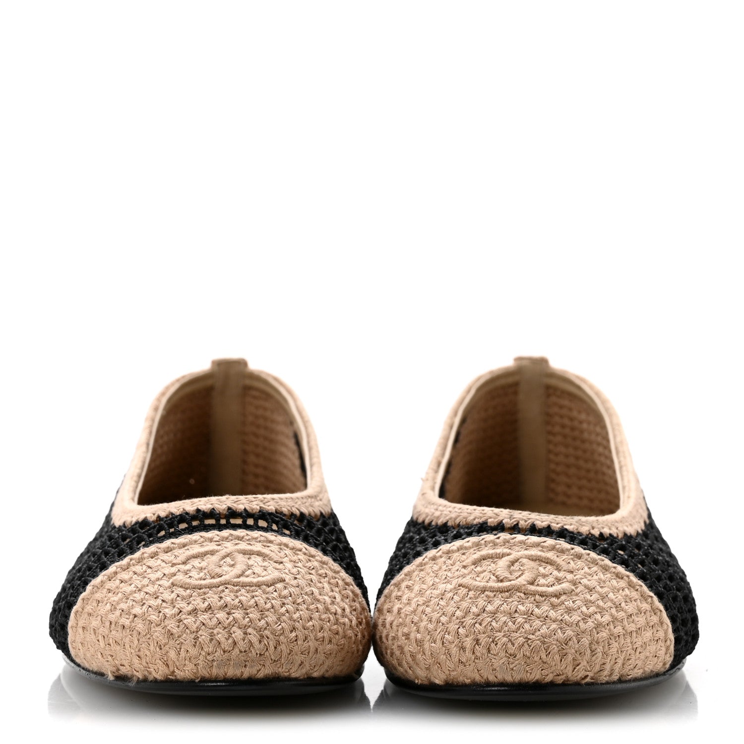 Chanel Raffia Cap Toe Ballerina Flats 40.5 Black Beige 3 of 10