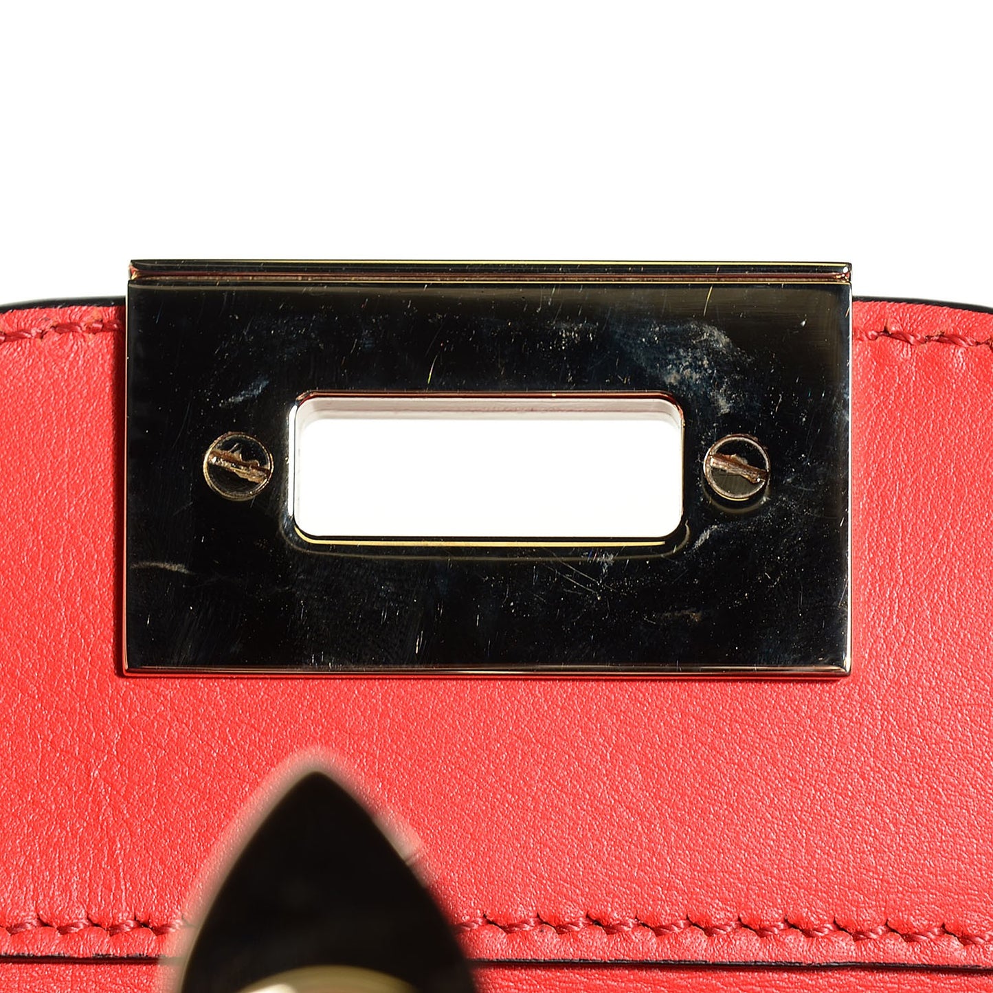 Vitello Mini Rockstud Double Handle Tote Deep Orange