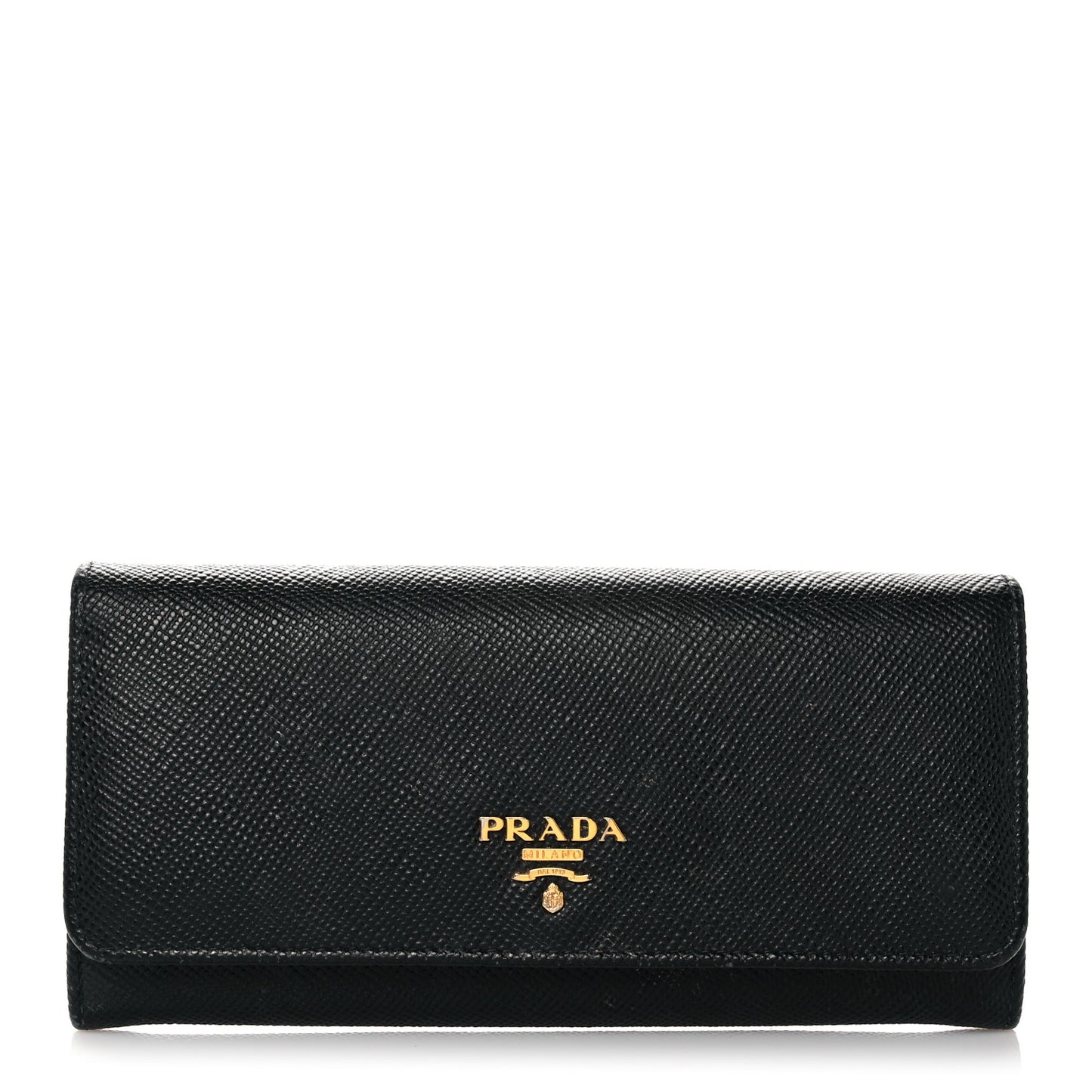 Saffiano Metal Continental Flap Wallet Black
