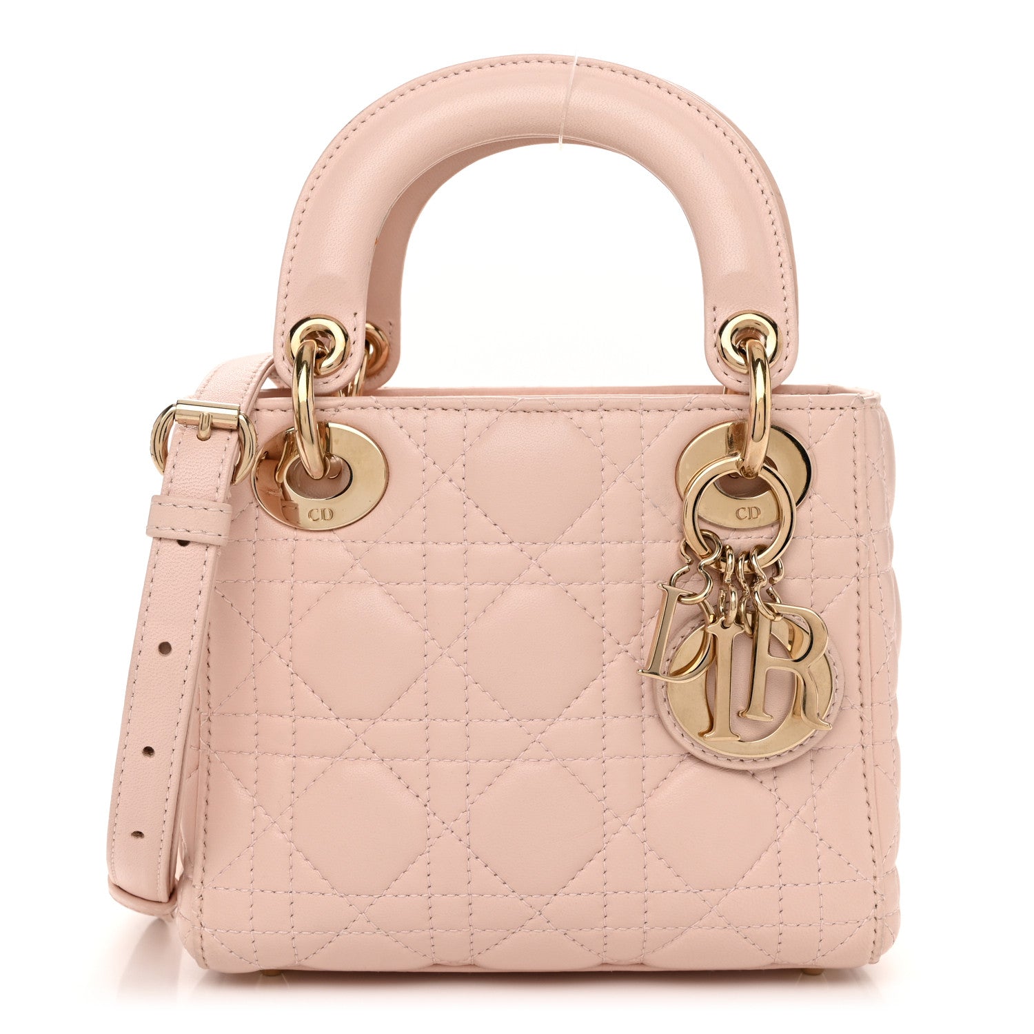 Christian Dior Lambskin Cannage Mini Lady Dior Rose Poudre 1 of 13