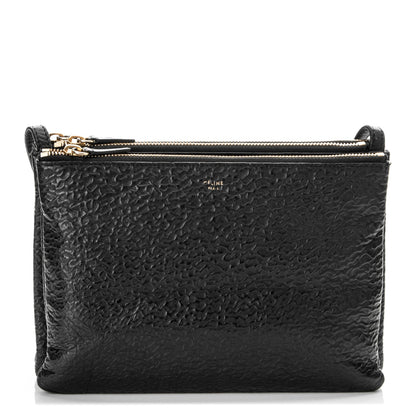 Celine Calfskin Astrakhan Embossed Large Trio Crossbody Bag Black 1 of 9