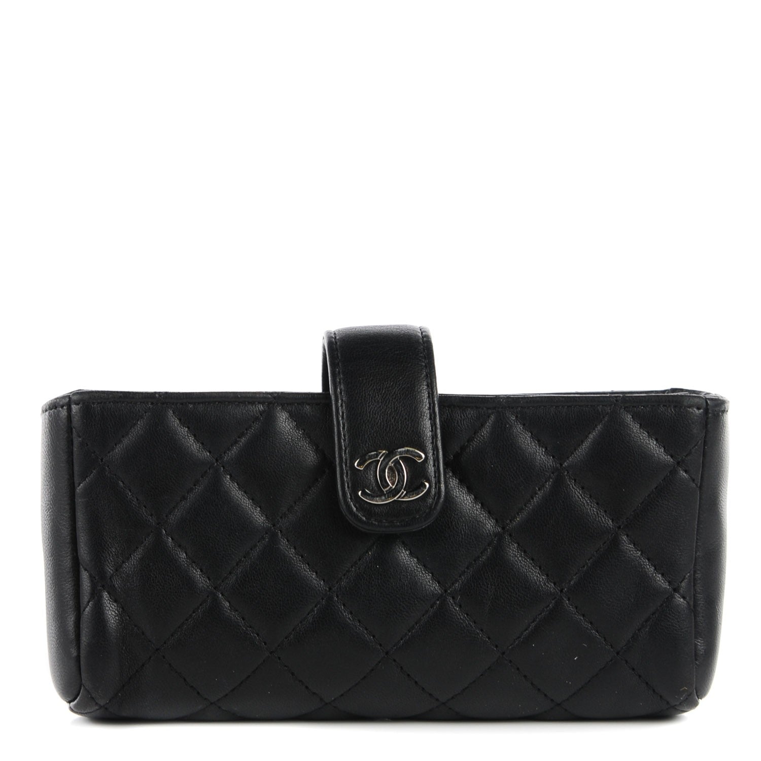 Chanel Lambskin Quilted Mini Phone Holder Clutch Black 1 of 8
