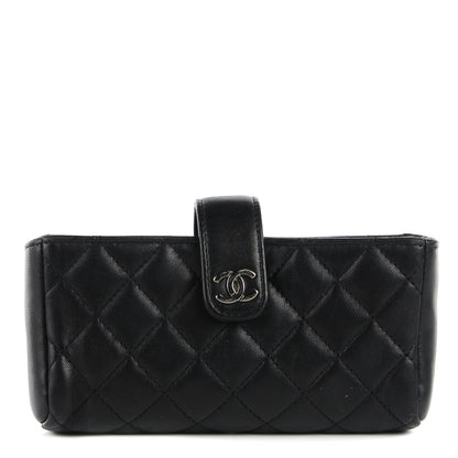 Chanel Lambskin Quilted Mini Phone Holder Clutch Black 1 of 8