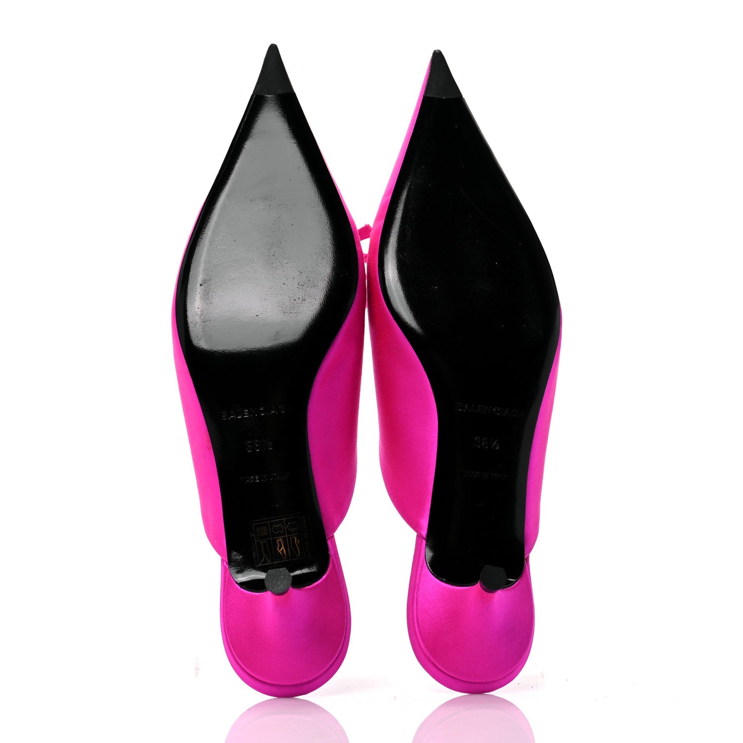 Balenciaga Satin Pointed Toe Knife 40mm Mules 38.5 Rose Fuchsia 5 of 8