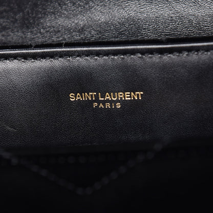 Saint Laurent Velvet Y Quilted Monogram Small Loulou Chain Satchel Black 10 of 11