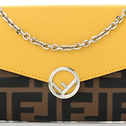Fendi Vitello Cruise F is Fendi Bi-Color FF 1974 Embossed Continental Envelope Wallet On Chain Maya Yellow 8 of 12