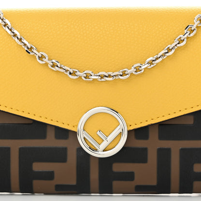 Fendi Vitello Cruise F is Fendi Bi-Color FF 1974 Embossed Continental Envelope Wallet On Chain Maya Yellow 8 of 12
