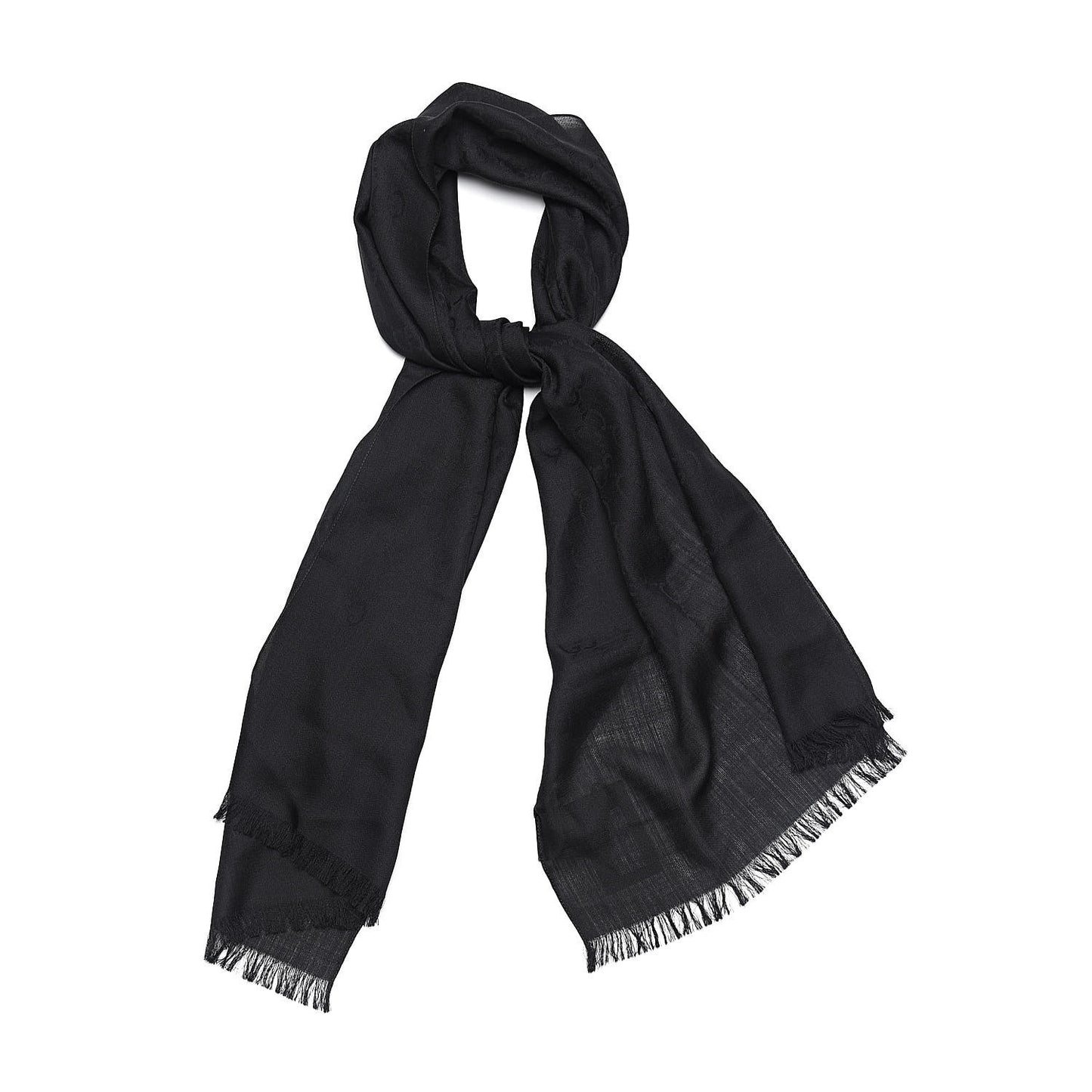 Wool Silk GG Monogram GGNat Scarf Black