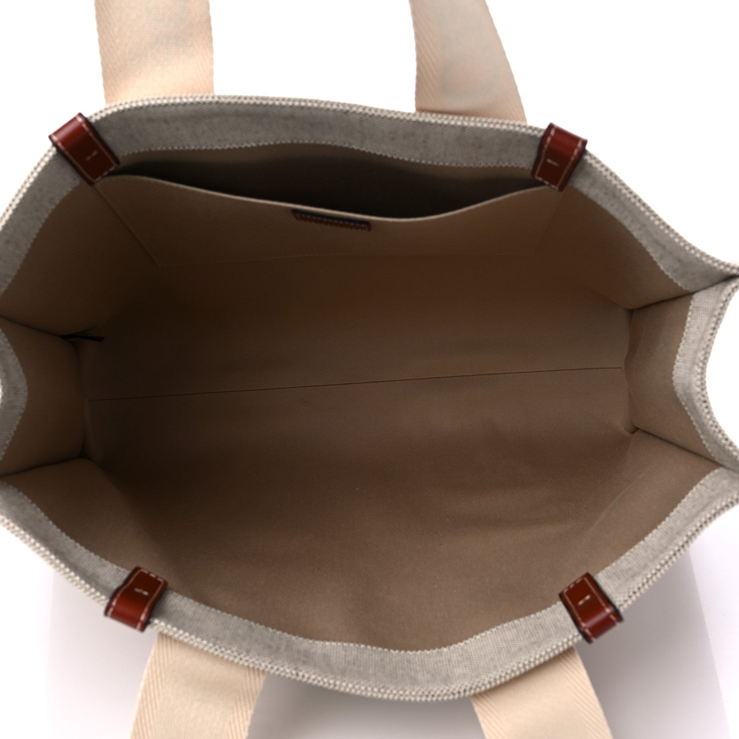 Chloe Cotton Calfskin Large Woody Ribbon Tote White Brown 5 of 10